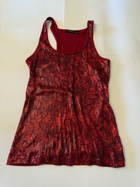 Y2K Apt.9 Red Sequin Tank with design Top Sz L